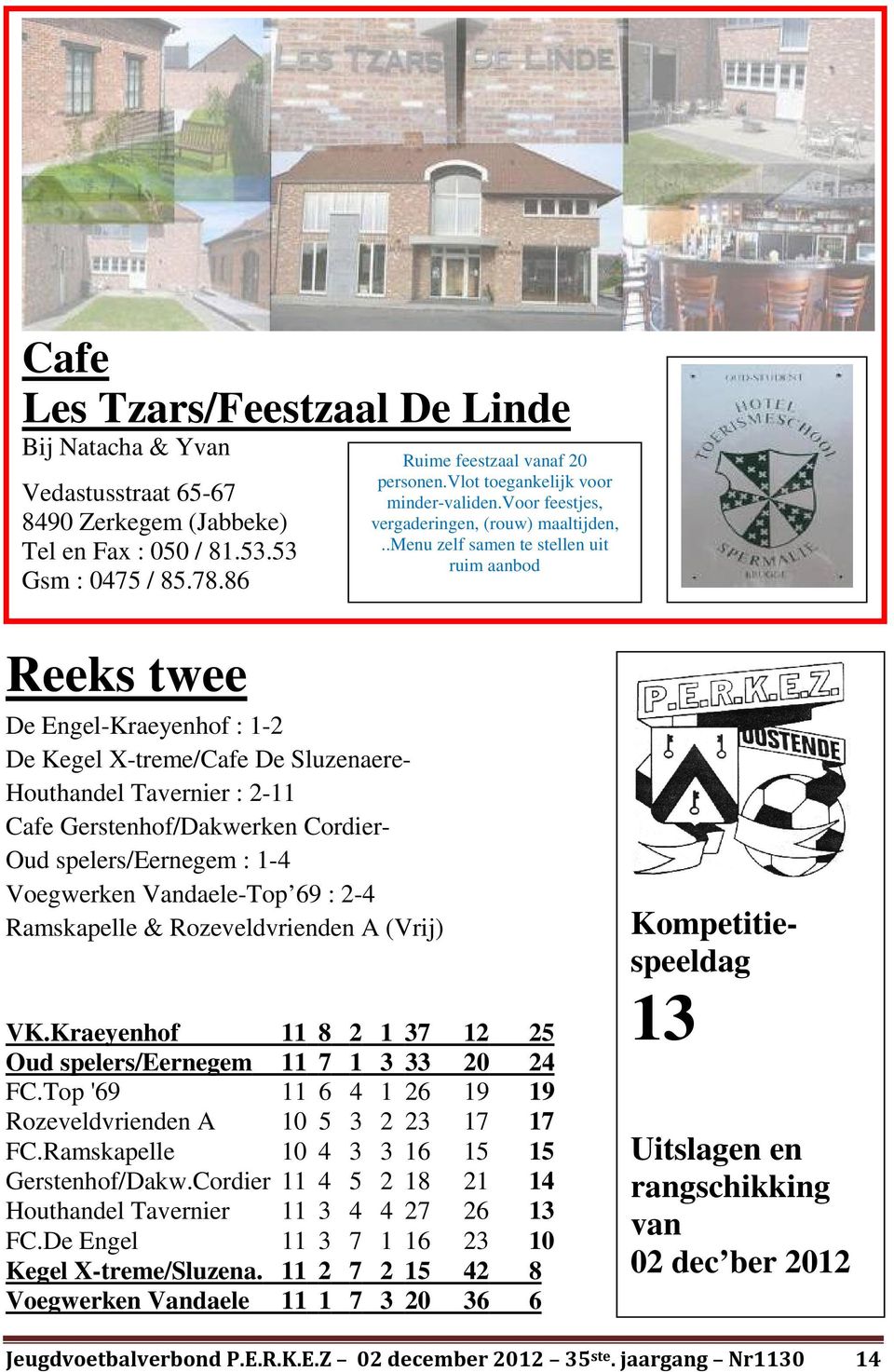 .menu zelf samen te stellen uit ruim aanbod Reeks twee De Engel-Kraeyenhof : 1-2 De Kegel X-treme/Cafe De Sluzenaere- Houthandel Tavernier : 2-11 Cafe Gerstenhof/Dakwerken Cordier- Oud