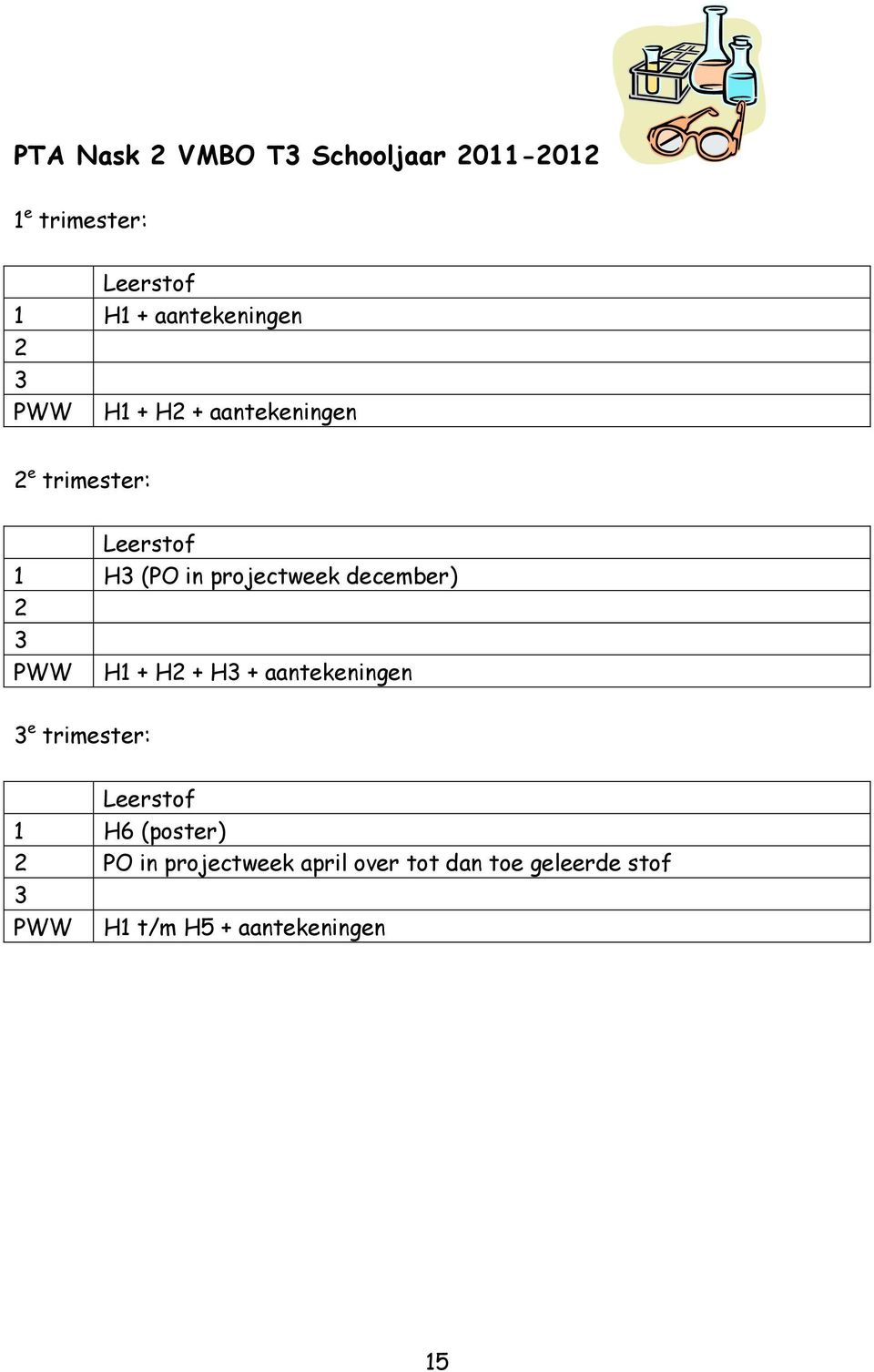 december) PWW H1 + H + H + aantekeningen e trimester: 1 H6 (poster) PO