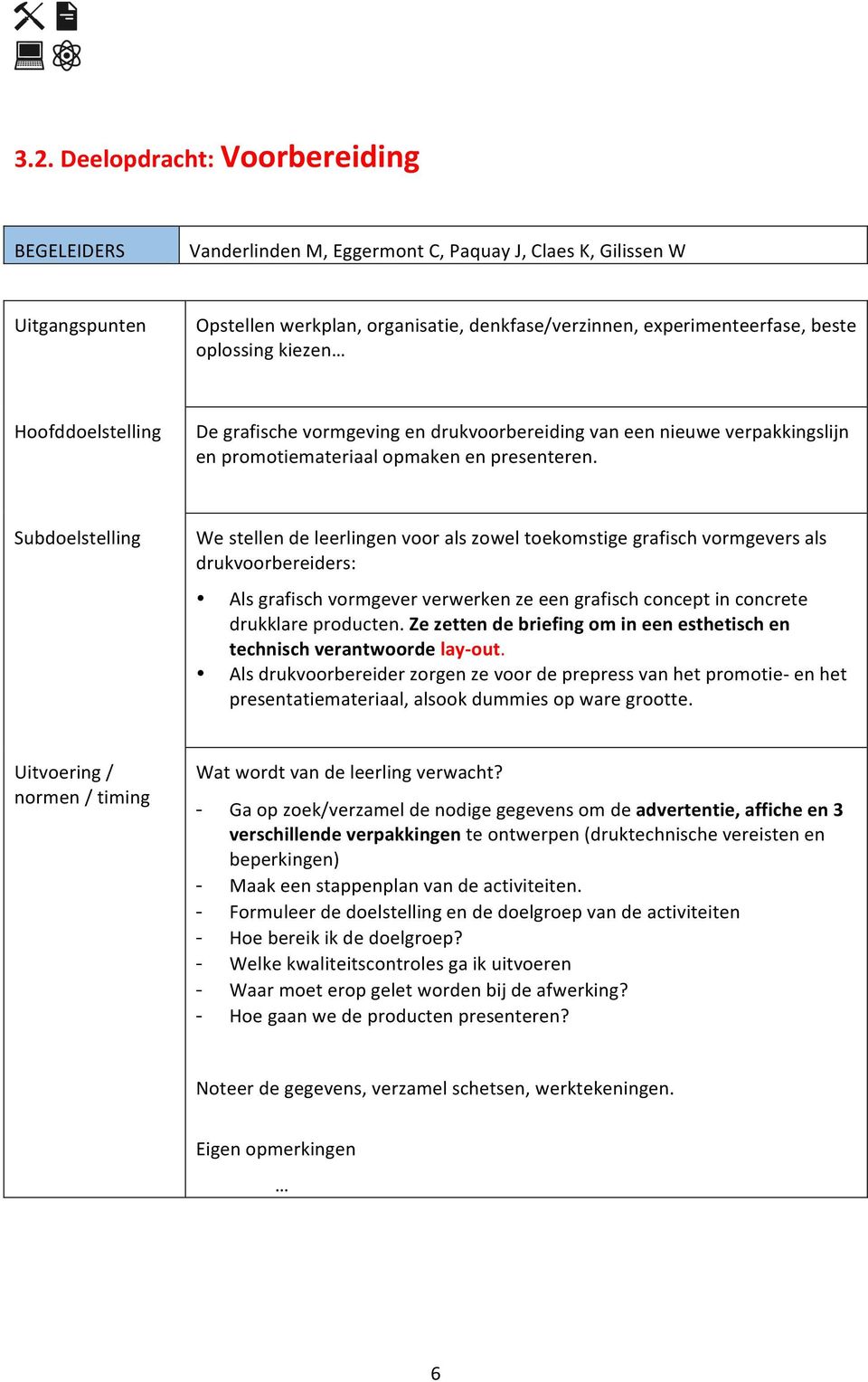 Subdoelstelling We stellen de leerlingen voor als zowel toekomstige grafisch vormgevers als drukvoorbereiders: Als grafisch vormgever verwerken ze een grafisch concept in concrete drukklare producten.