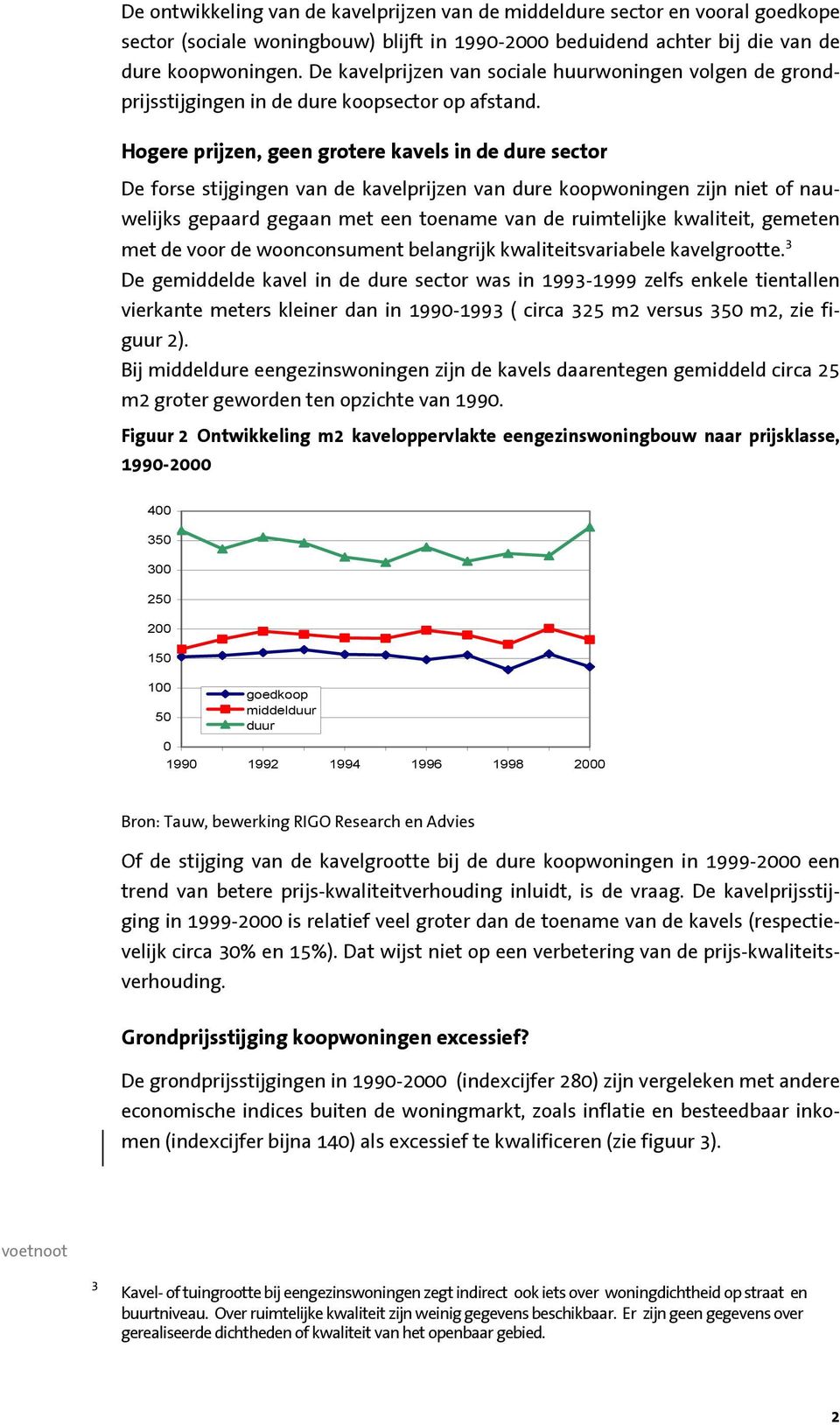 Hogere prijzen, geen grotere kavels in de dure sector De forse stijgingen van de kavelprijzen van dure koopwoningen zijn niet of nauwelijks gepaard gegaan met een toename van de ruimtelijke