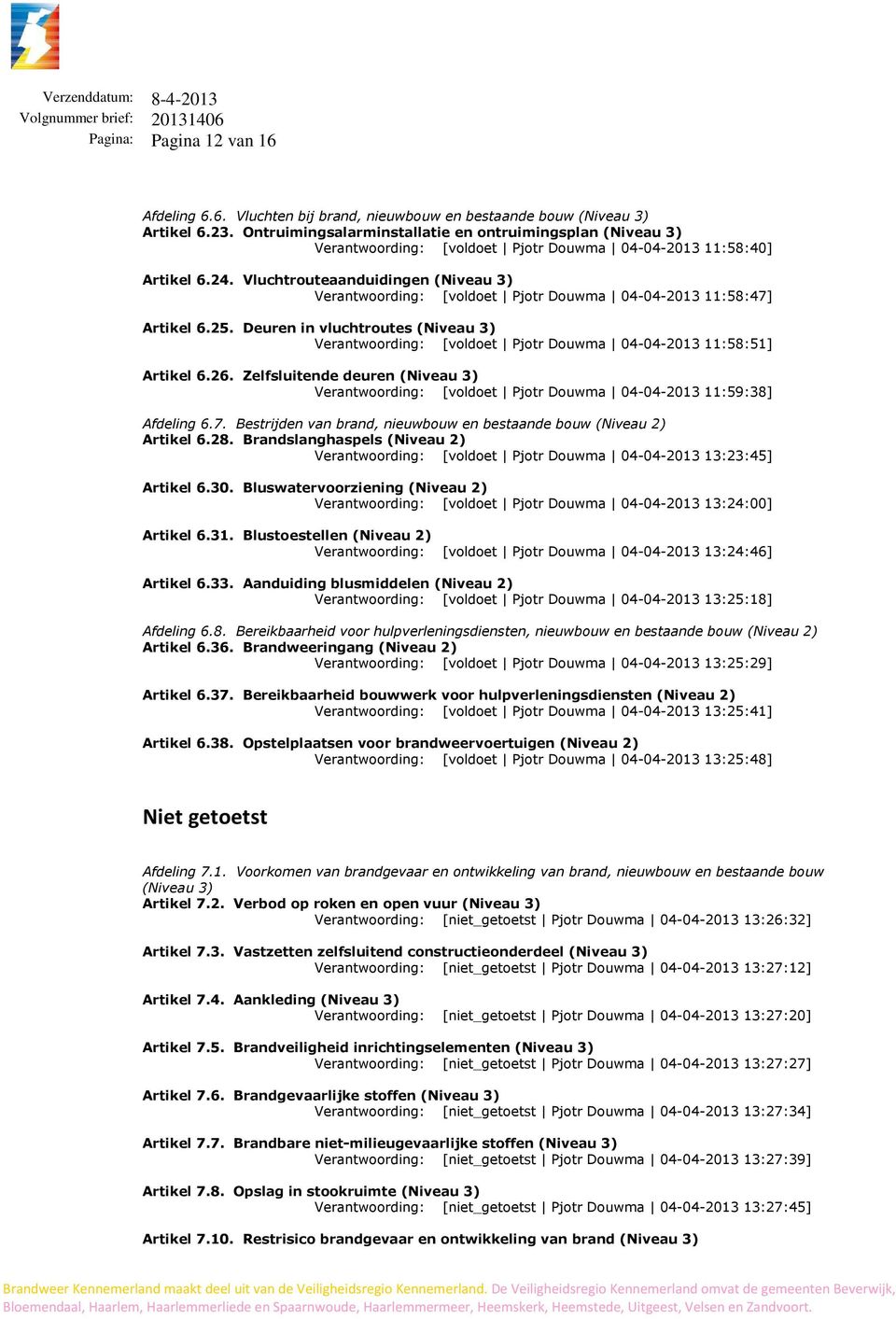 Vluchtrouteaanduidingen (Niveau 3) Verantwoording: [voldoet Pjotr Douwma 04-04-2013 11:58:47] Artikel 6.25.