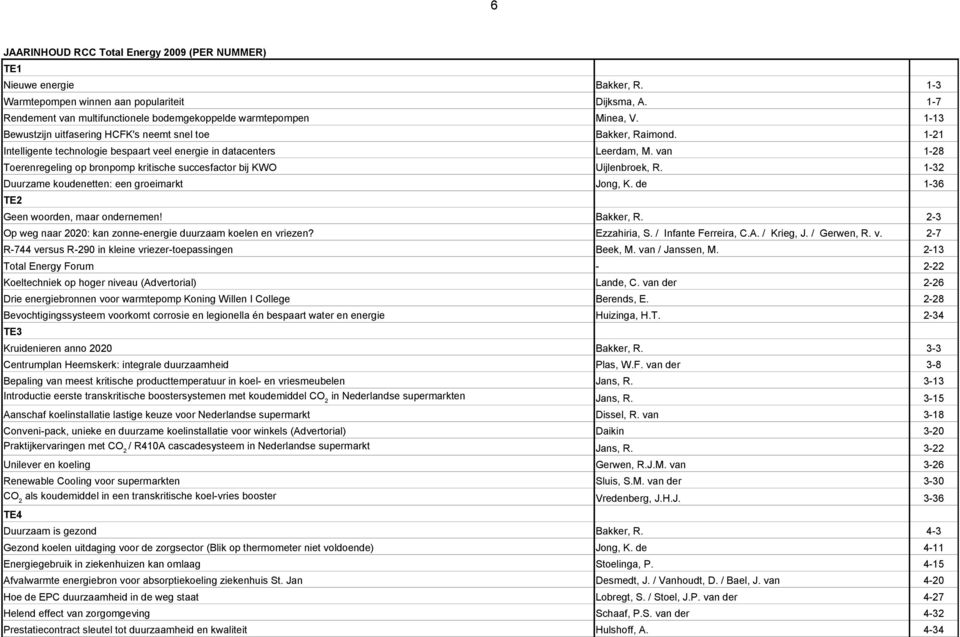 1-21 Intelligente technologie bespaart veel energie in datacenters Toerenregeling op bronpomp kritische succesfactor bij KWO Uijlenbroek, R. Duurzame koudenetten: een groeimarkt TE2 1-13 Leerdam, M.