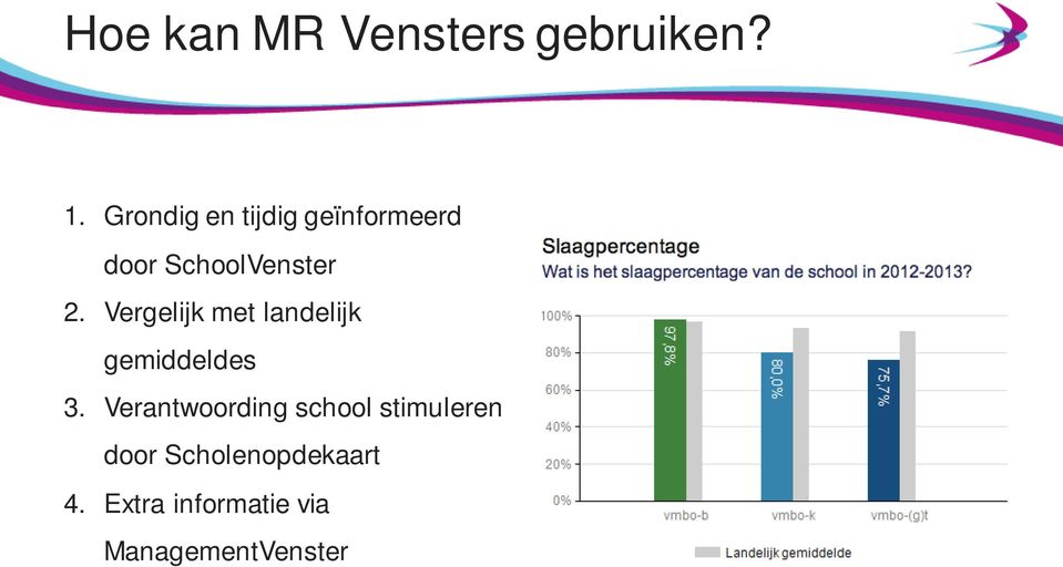 Vergelijk met landelijk gemiddeldes 3.