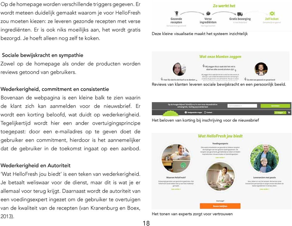 Deze kleine visualisatie maakt het systeem inzichtelijk Sociale bewijskracht en sympathie Zowel op de homepage als onder de producten worden reviews getoond van gebruikers.