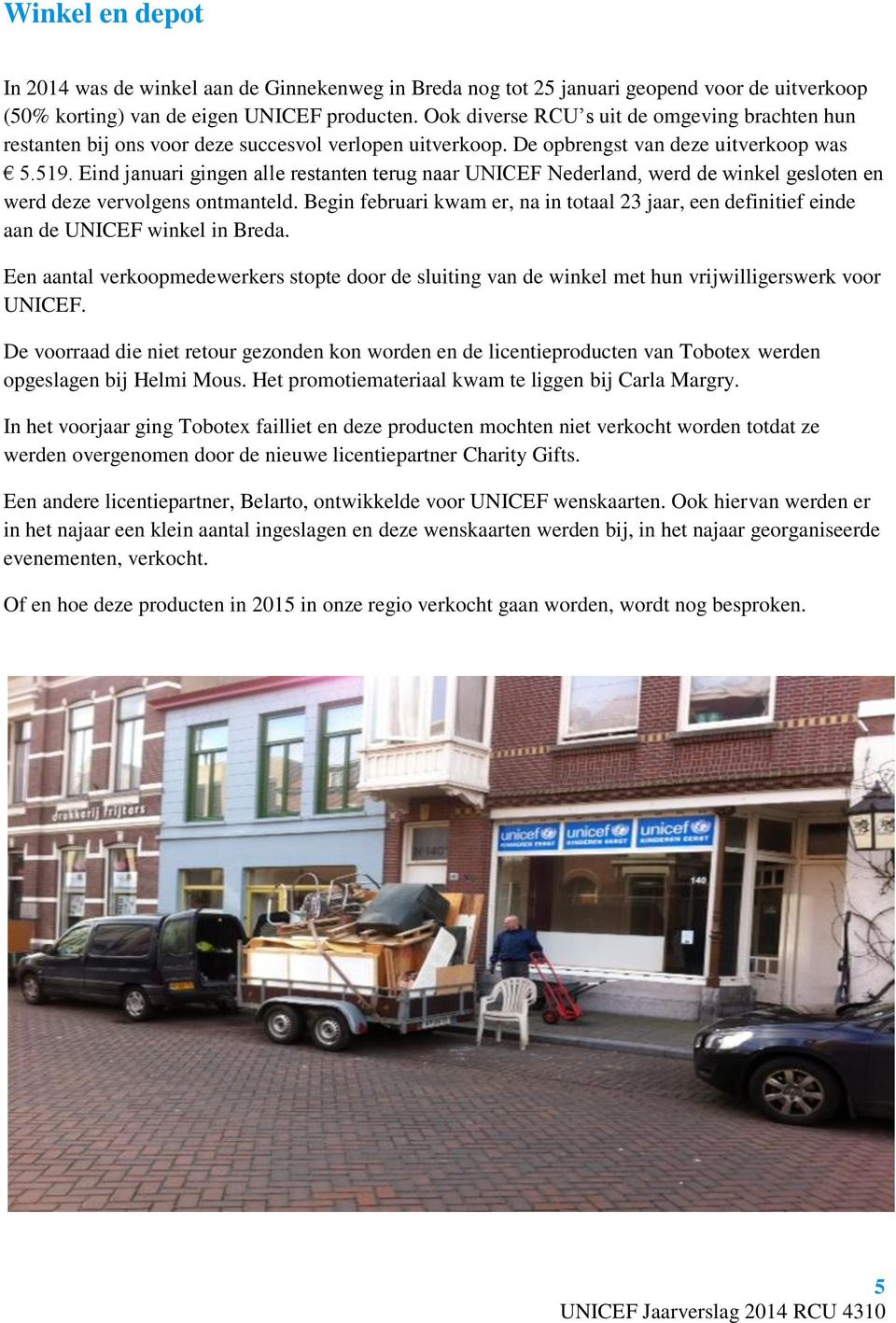 Eind januari gingen alle restanten terug naar UNICEF Nederland, werd de winkel gesloten en werd deze vervolgens ontmanteld.
