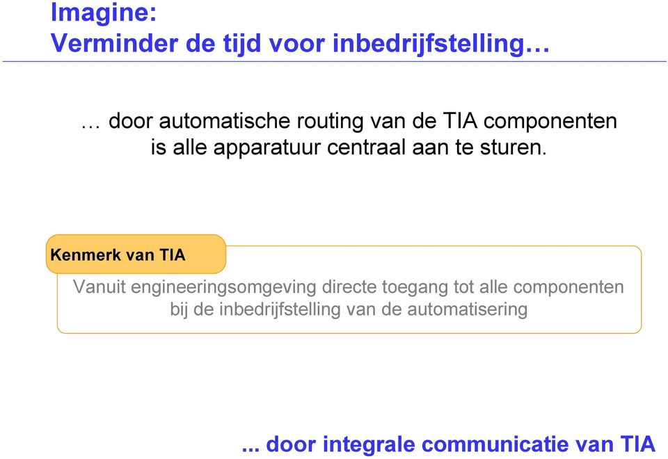 Kenmerk van TIA Vanuit engineeringsomgeving directe toegang tot alle