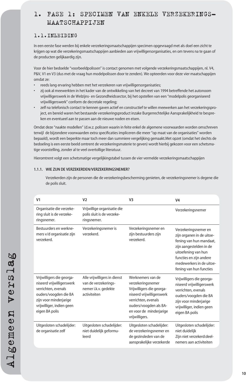 Voor de hier bedoelde voorbeeldpolissen is contact genomen met volgende verzekeringsmaatschappijen, nl. V4, P&V, V1 en V3 (dus met de vraag hun modelpolissen door te zenden).