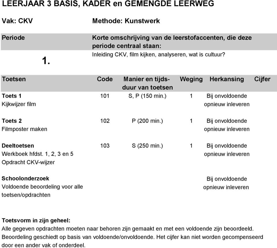 ) 1 Bij onvoldoende Werkboek hfdst.