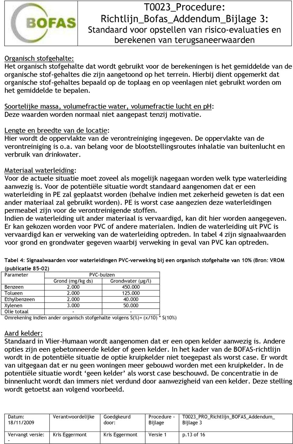 Soortelijke massa, volumefractie water, volumefractie lucht en ph: Deze waarden worden normaal niet aangepast tenzij motivatie.