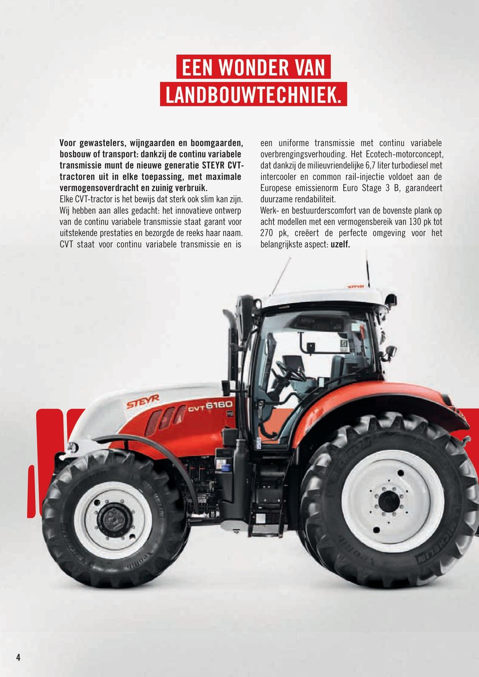 vermogensoverdracht en zuinig verbruik. Elke CVT-tractor is het bewijs dat sterk ook slim kan zijn.