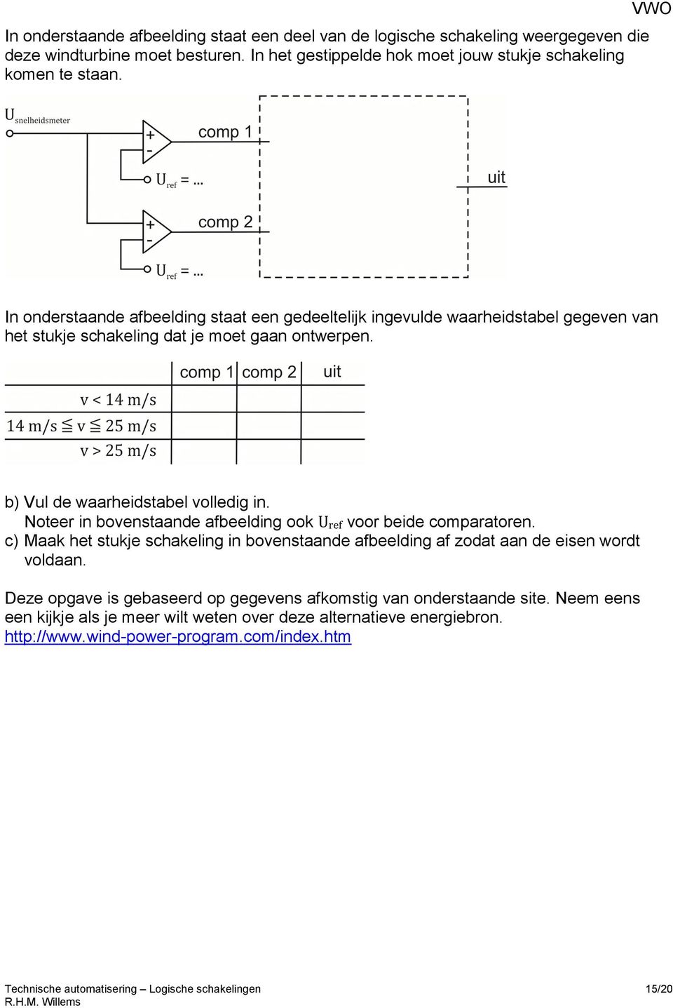 In onderstaande afbeelding staat een gedeeltelijk ingevulde waarheidstabel gegeven van het stukje schakeling dat je moet gaan ontwerpen. b) Vul de waarheidstabel volledig in.