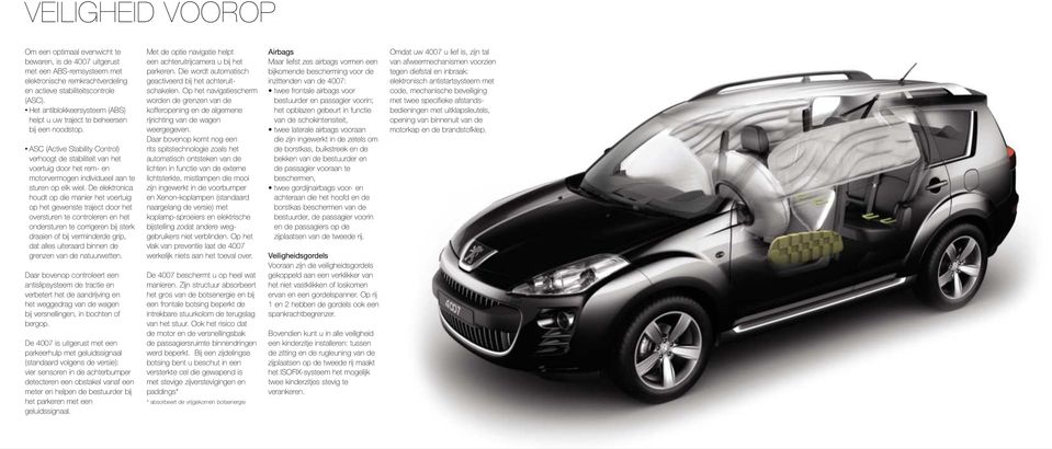 ASC (Active Stability Control) verhoogt de stabiliteit van het voertuig door het rem- en motorvermogen individueel aan te sturen op elk wiel.