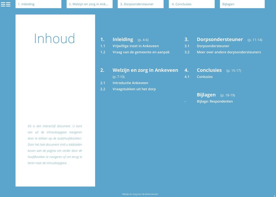 15-17) 4.1 Conlusies Bijlagen (p. 18-19) - Bijlage: Respondenten Dit is een interactief document.