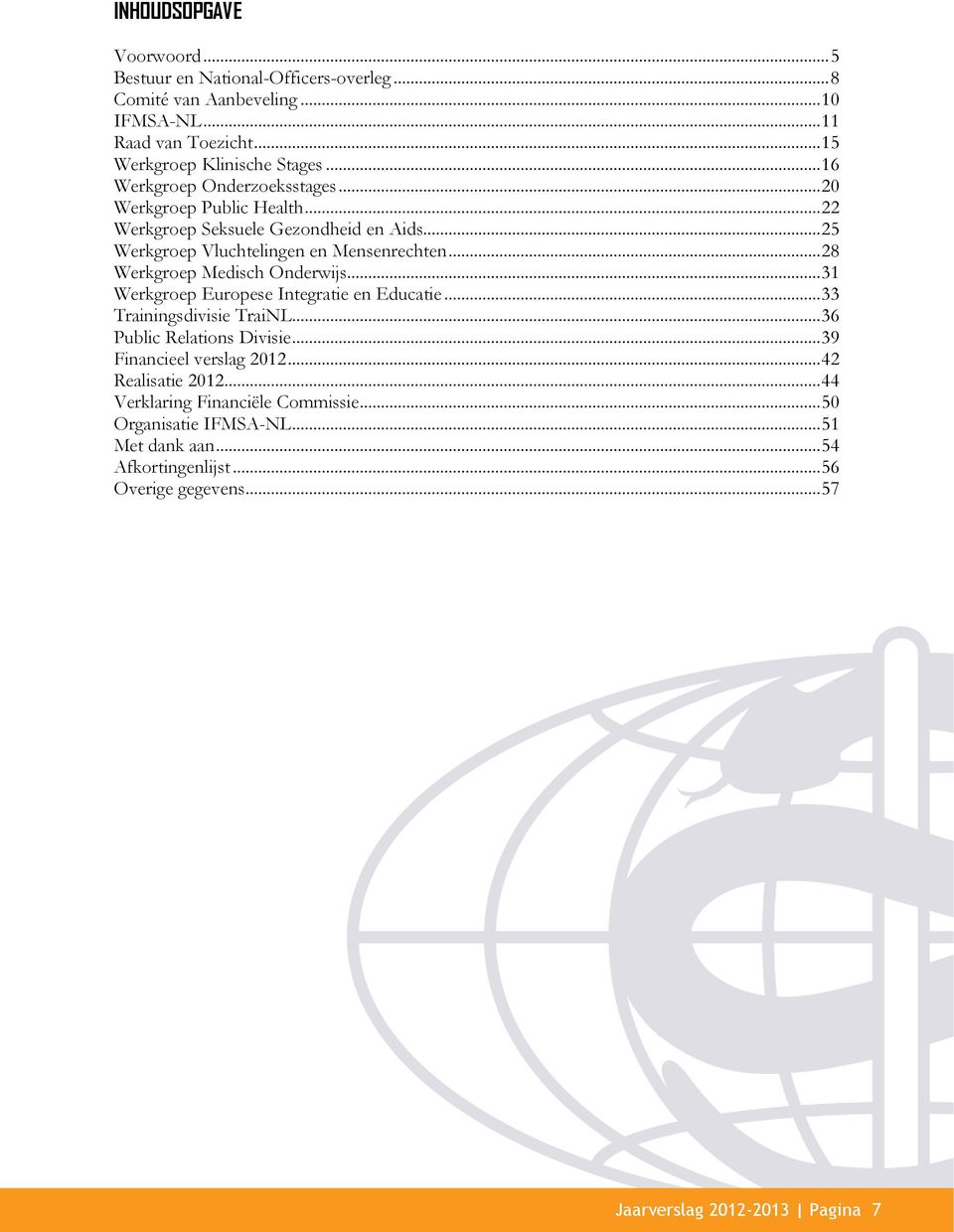 .. 28 Werkgroep Medisch Onderwijs... 31 Werkgroep Europese Integratie en Educatie... 33 Trainingsdivisie TraiNL... 36 Public Relations Divisie... 39 Financieel verslag 2012.