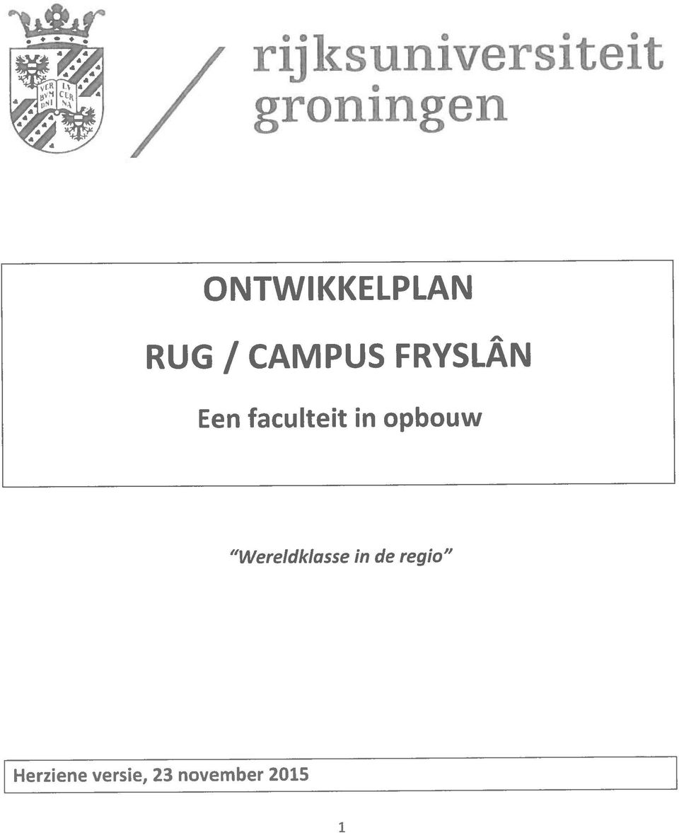 faculteit in opbouw ONTWI KKELPLAN