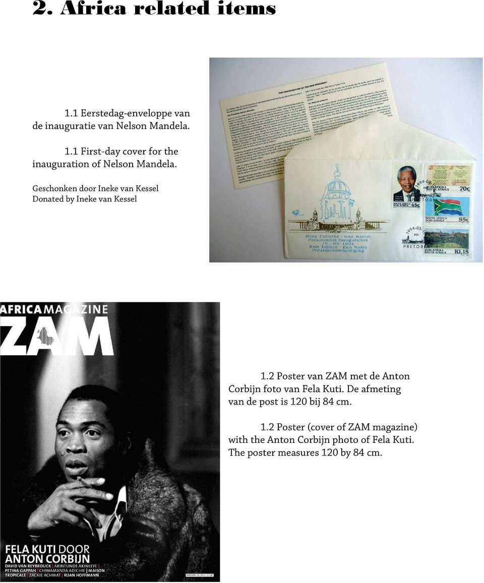 2 Poster van ZAM met de Anton Corbijn foto van Fela Kuti. De afmeting van de post is 12