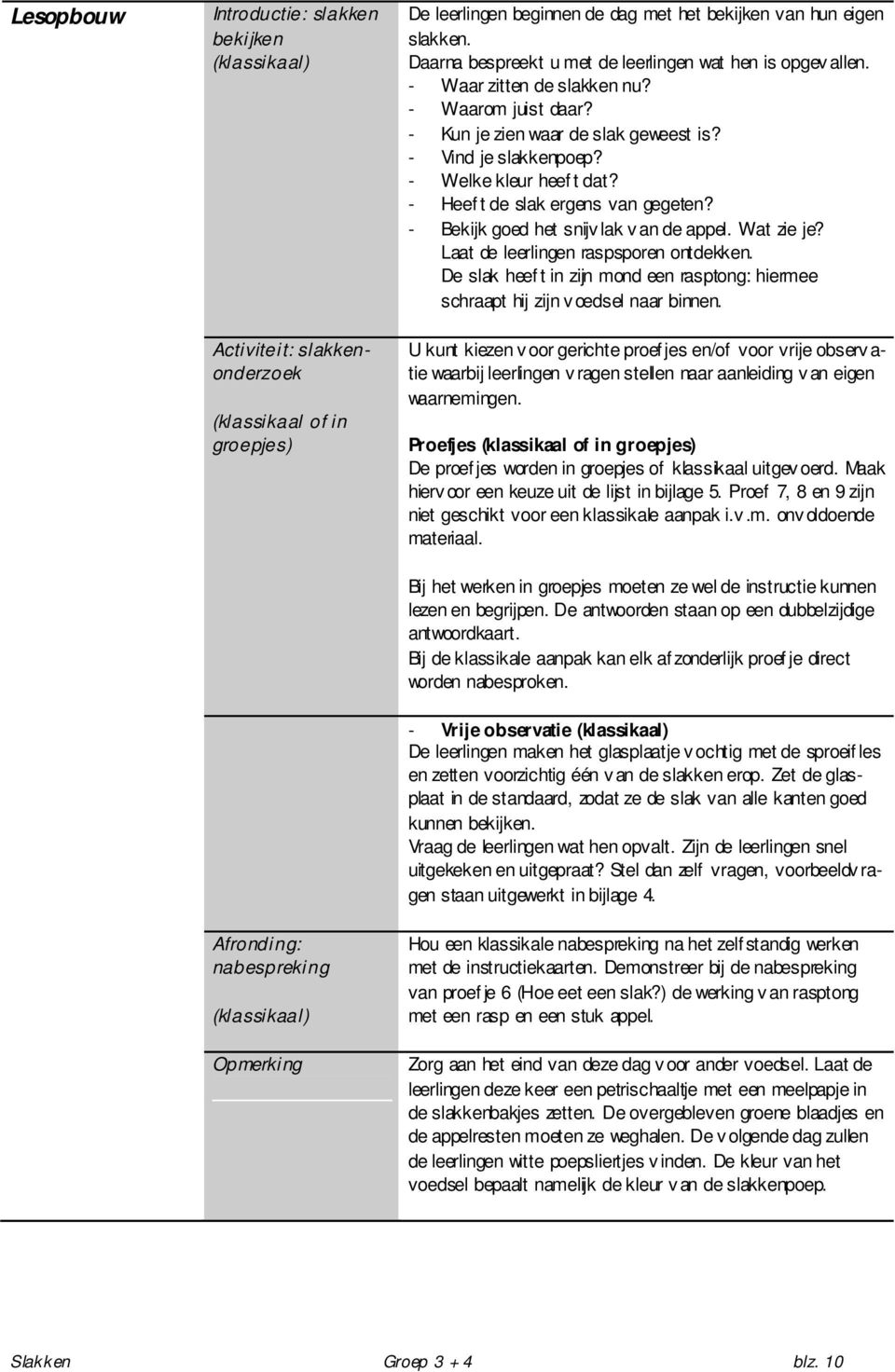 - Heef t de slak ergens van gegeten? - Bekijk goed het snijvlak van de appel. Wat zie je? Laat de leerlingen raspsporen ontdekken.