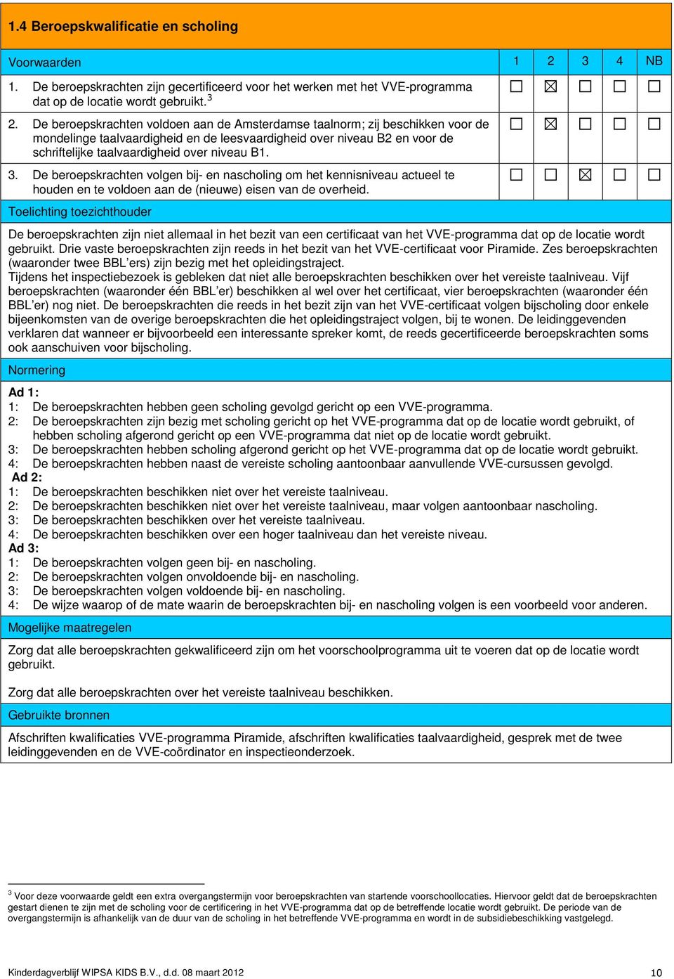 3. De beroepskrachten volgen bij- en nascholing om het kennisniveau actueel te houden en te voldoen aan de (nieuwe) eisen van de overheid.