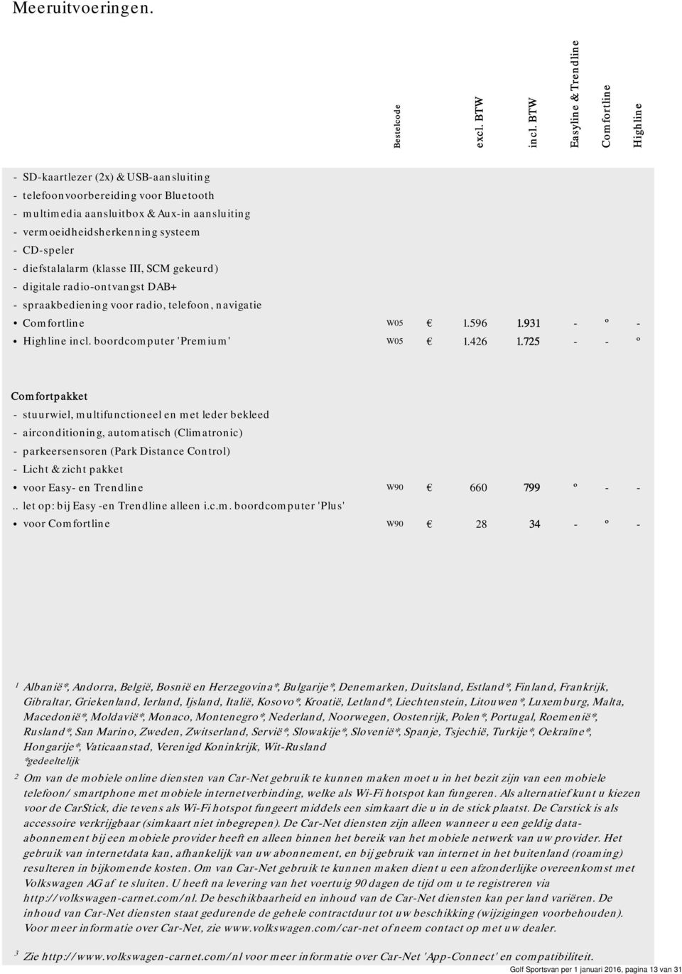 III, SCM gekeurd) - digitale radio-ontvangst DAB+ - spraakbediening voor radio, telefoon, navigatie W05 1.596 1.931 - º - incl. boordcomputer 'Premium' W05 1.426 1.