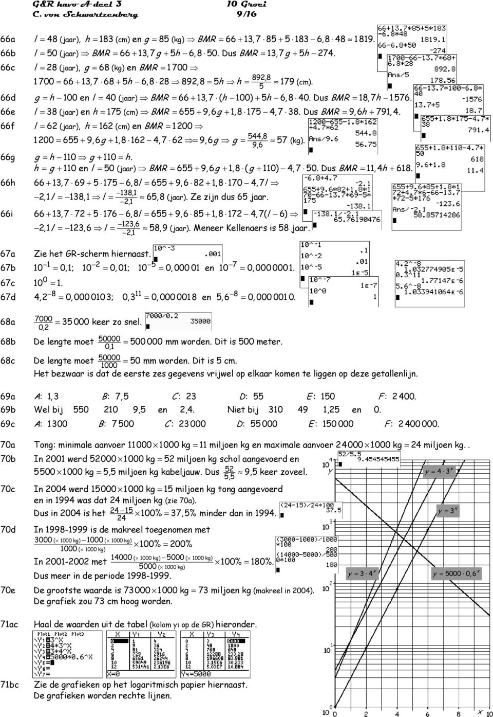 66e l = 8 (jaar) en h = 75 (cm) BMR = 655 + 9, 6 +, 8 75, 7 8. Dus BMR = 9, 6h + 79,. 66f l = 6 (jaar), h = 6 (cm) en BMR = 00 5,8 00 = 655 + 9, 6 +, 8 6, 7 6 = 9, 6 = 57 (k). 9,6 66 = h 0 + 0 = h.