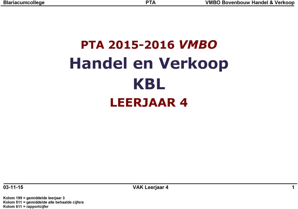 KBL LEERJAAR 4