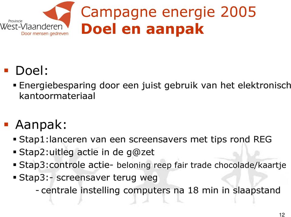 Stap2:uitleg actie in de g@zet Stap3:controle actie- beloning reep fair trade