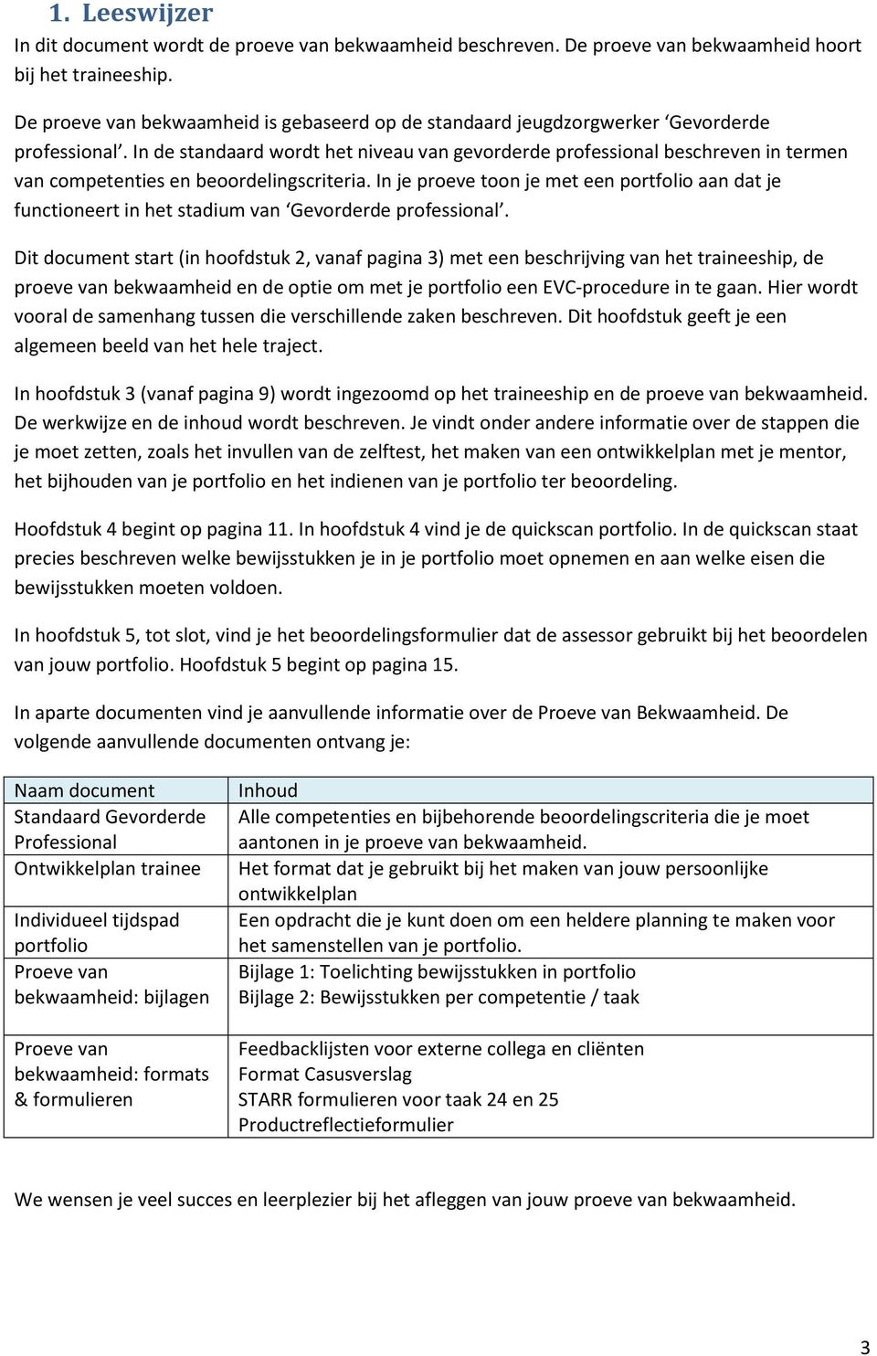 In de standaard wordt het niveau van gevorderde professional beschreven in termen van competenties en beoordelingscriteria.