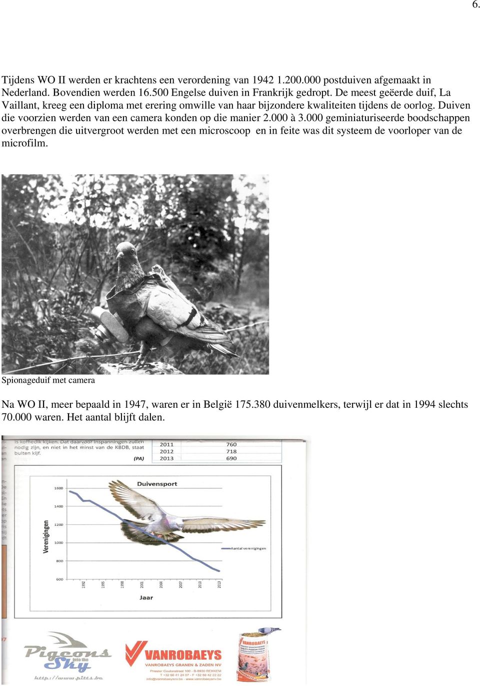 Duiven die voorzien werden van een camera konden op die manier 2.000 à 3.