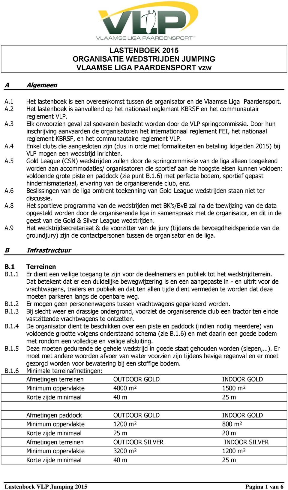 Door hun inschrijving aanvaarden de organisatoren het internationaal reglement FEI, het nationaal reglement KBRSF, en het communautaire reglement VLP. A.