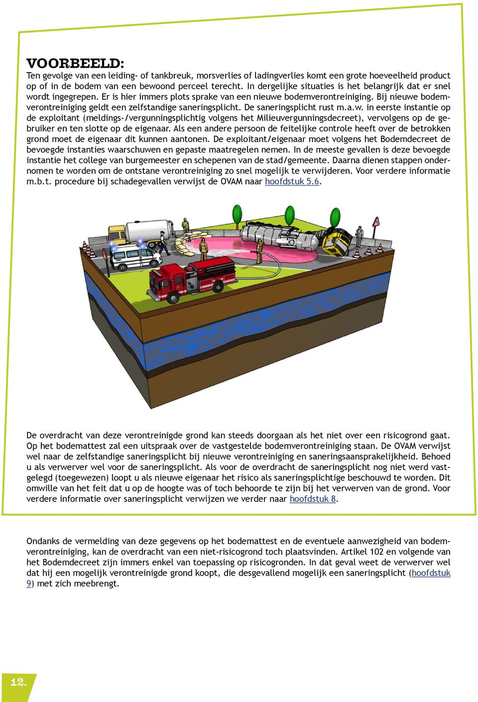 Bij nieuwe bodemverontreiniging geldt een zelfstandige saneringsplicht. De saneringsplicht rust m.a.w. in eerste instantie op de exploitant (meldings/vergunningsplichtig volgens het Milieuvergunningsdecreet), vervolgens op de gebruiker en ten slotte op de eigenaar.