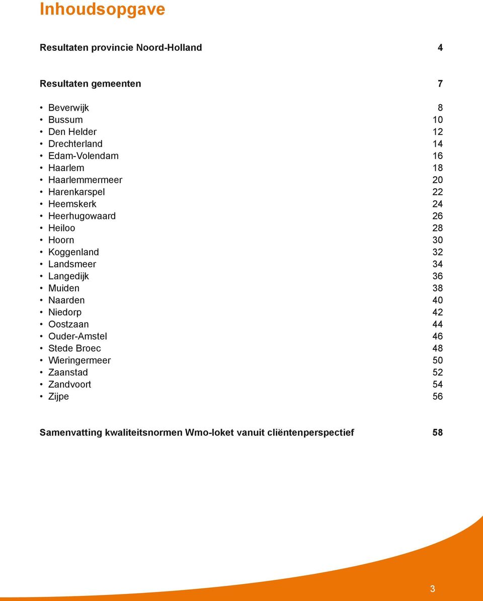 Hoorn 30 Koggenland 32 Landsmeer 34 Langedijk 36 Muiden 38 Naarden 40 Niedorp 42 Oostzaan 44 Ouder-Amstel 46 Stede