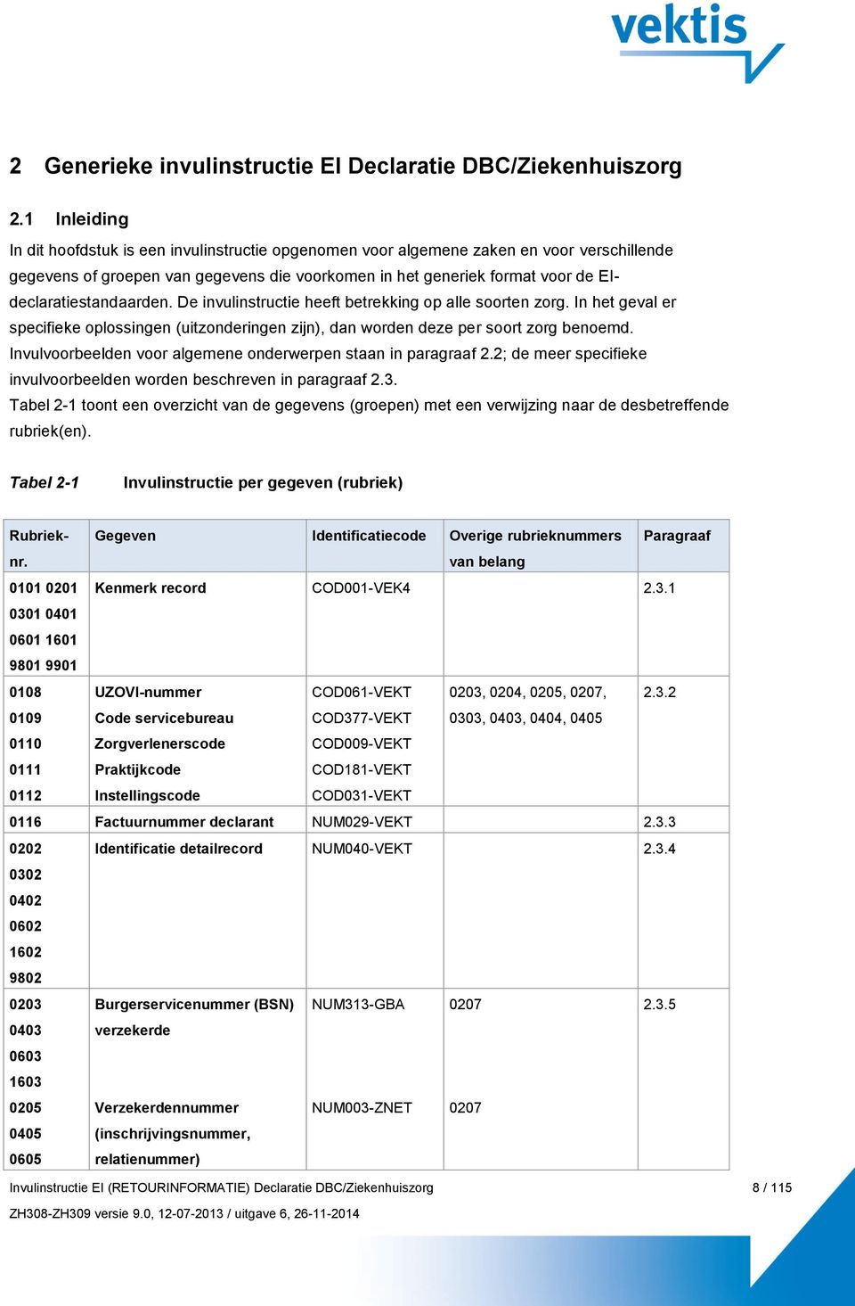 EIdeclaratiestandaarden. De invulinstructie heeft betrekking op alle soorten zorg. In het geval er specifieke oplossingen (uitzonderingen zijn), dan worden deze per soort zorg benoemd.