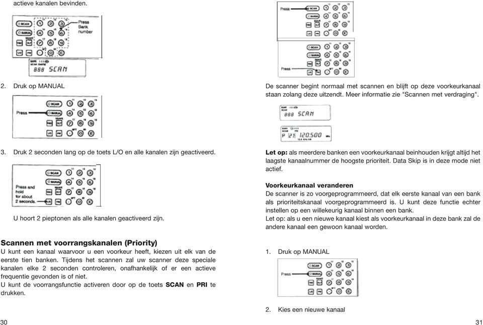 Scannen met voorrangskanalen (Priority) U kunt een kanaal waarvoor u een voorkeur heeft, kiezen uit elk van de eerste tien banken.