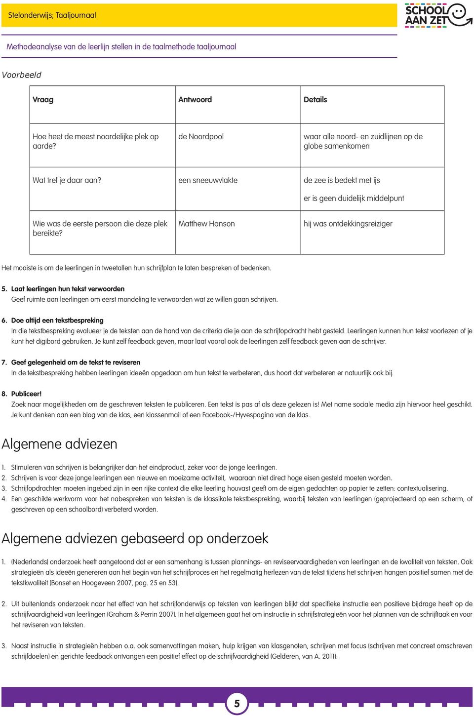 Matthew Hanson hij was ontdekkingsreiziger Het mooiste is om de leerlingen in tweetallen hun schrijfplan te laten bespreken of bedenken. 5.