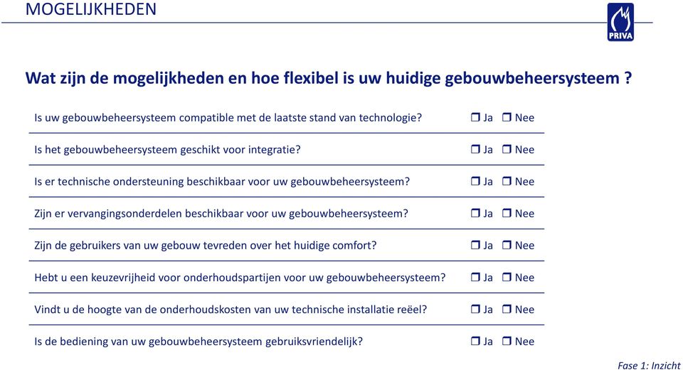 Zijn er vervangingsonderdelen beschikbaar voor uw gebouwbeheersysteem? Zijn de gebruikers van uw gebouw tevreden over het huidige comfort?