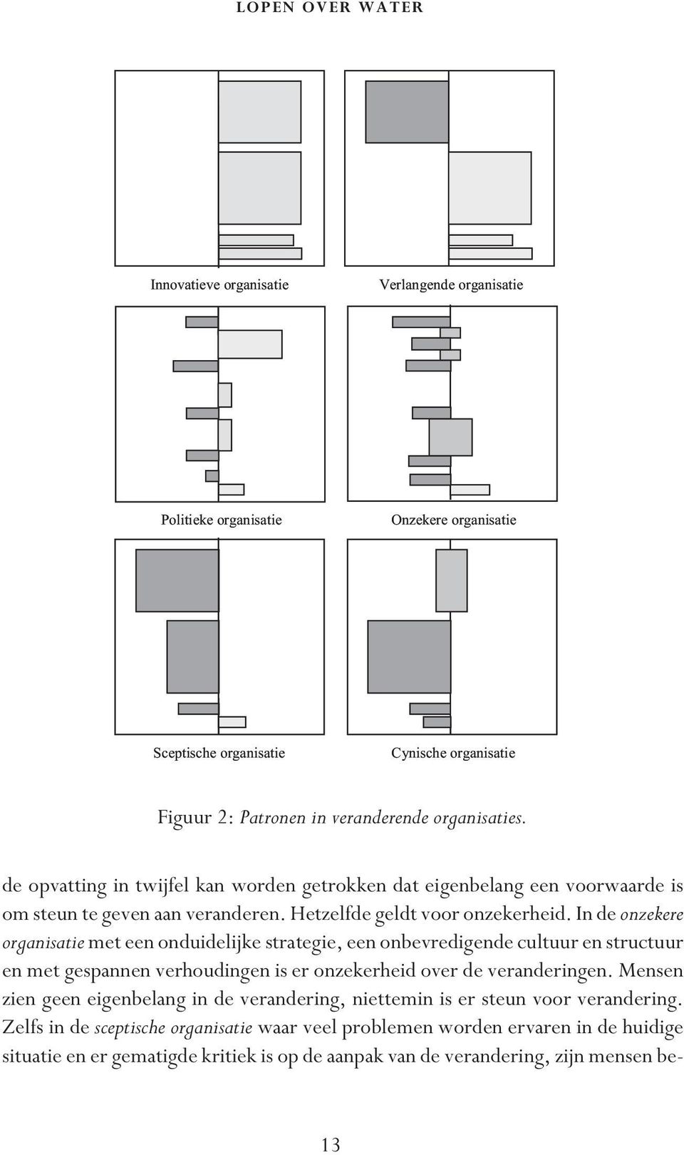 In de onzekere organisatie met een onduidelijke strategie, een onbevredigende cultuur en structuur en met gespannen verhoudingen is er onzekerheid over de veranderingen.