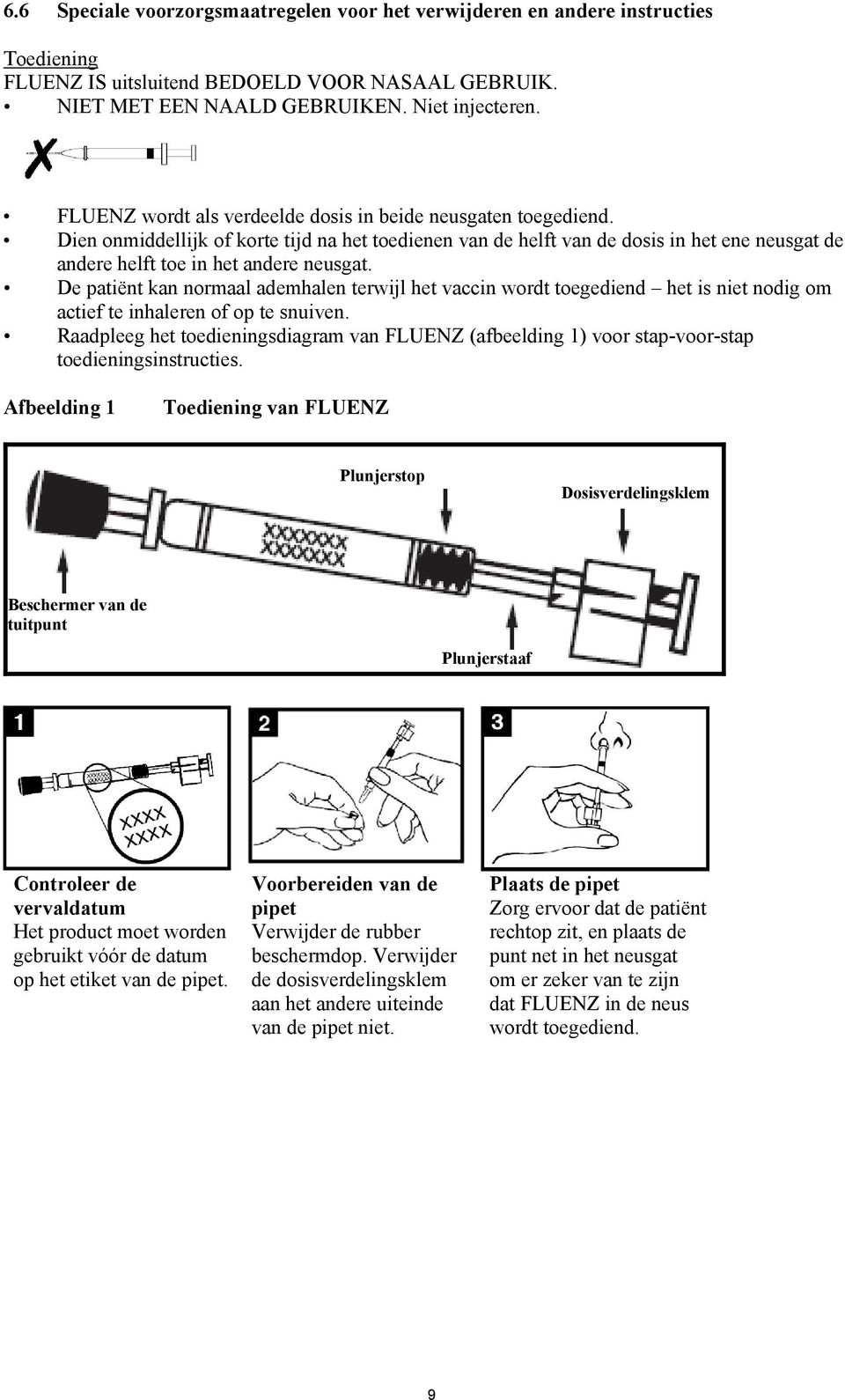 De patiënt kan normaal ademhalen terwijl het vaccin wordt toegediend het is niet nodig om actief te inhaleren of op te snuiven.