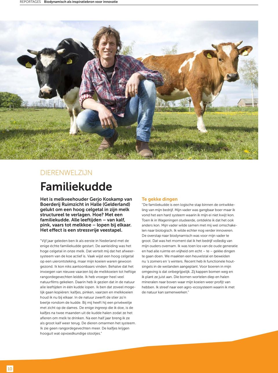 Vijf jaar geleden ben ik als eerste in Nederland met de enige échte familiekudde gestart. De aanleiding was het hoge celgetal in onze melk. Dat vertelt mij dat het afweersysteem van de koe actief is.