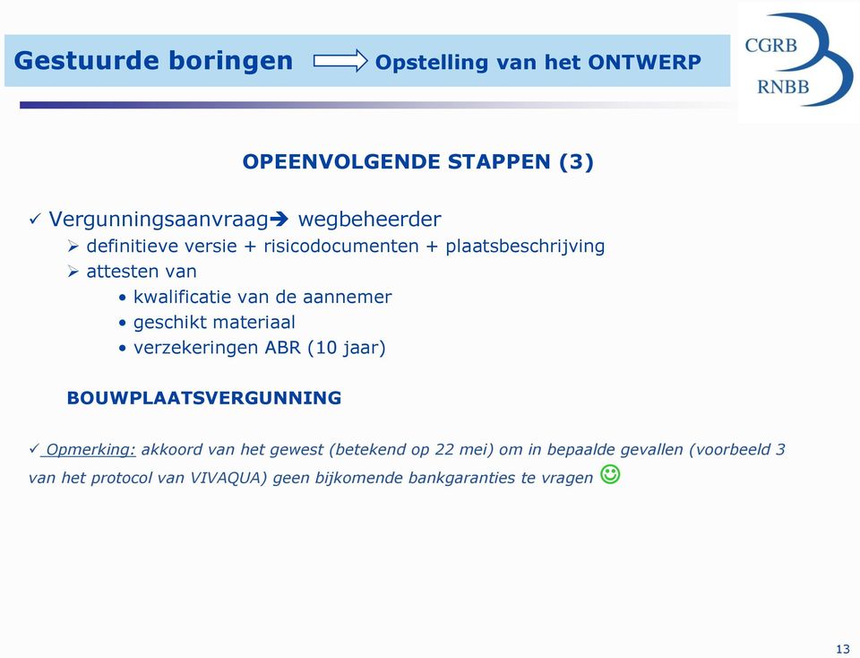 materiaal verzekeringen ABR (10 jaar) BOUWPLAATSVERGUNNING Opmerking: akkoord van het gewest (betekend op 22