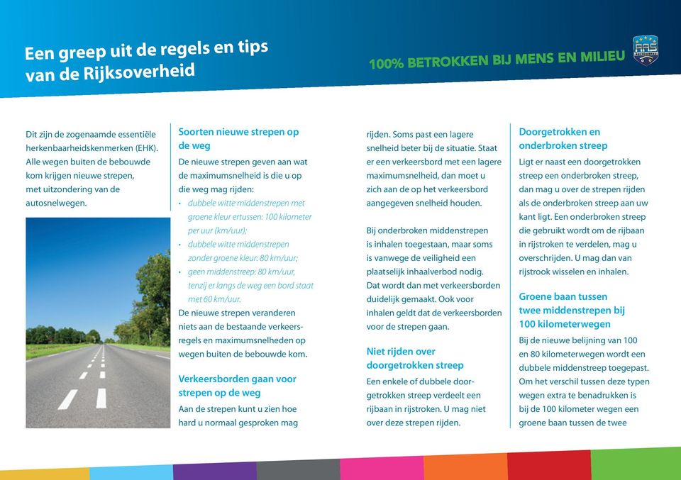 (km/uur); dubbele witte middenstrepen zonder groene kleur: 80 km/uur; geen middenstreep: 80 km/uur, tenzij er langs de weg een bord staat met 60 km/uur.