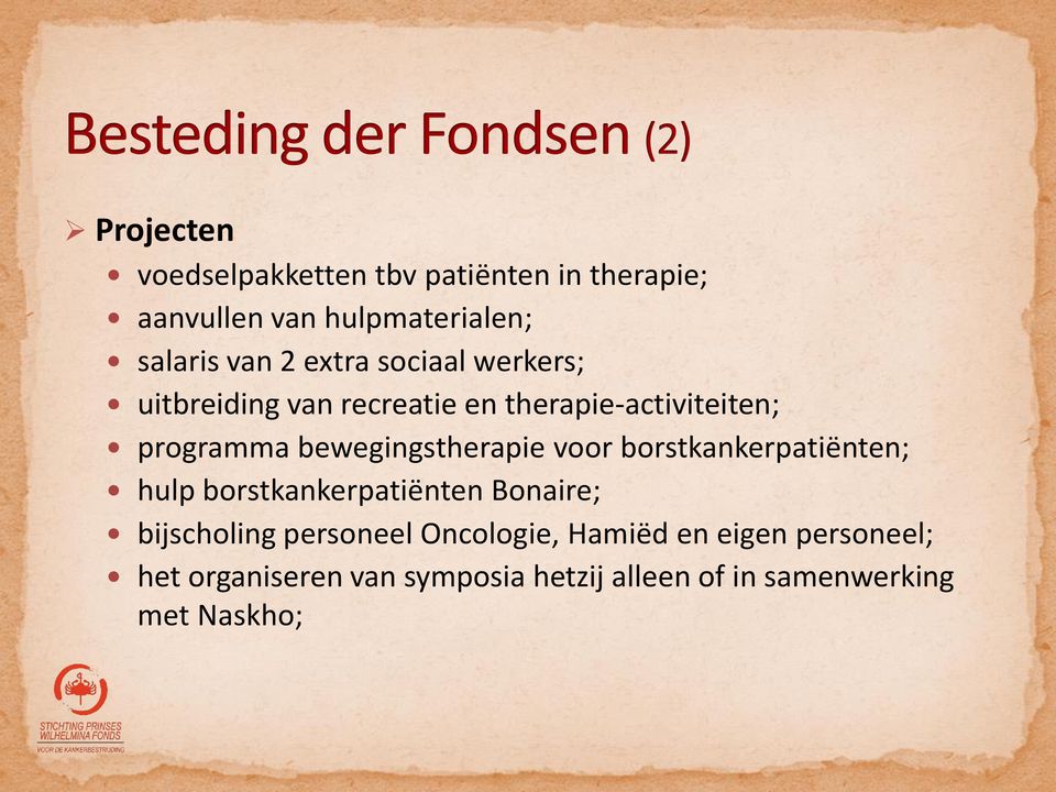 bewegingstherapie voor borstkankerpatiënten; hulp borstkankerpatiënten Bonaire; bijscholing