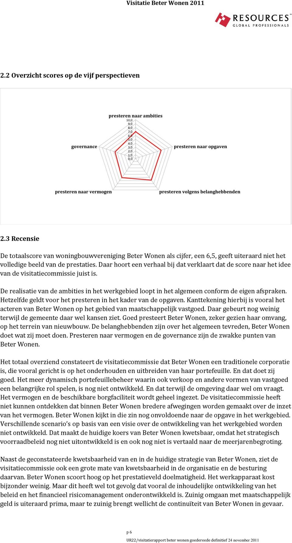 De realisatie van de ambities in het werkgebied loopt in het algemeen conform de eigen afspraken. Hetzelfde geldt voor het presteren in het kader van de opgaven.