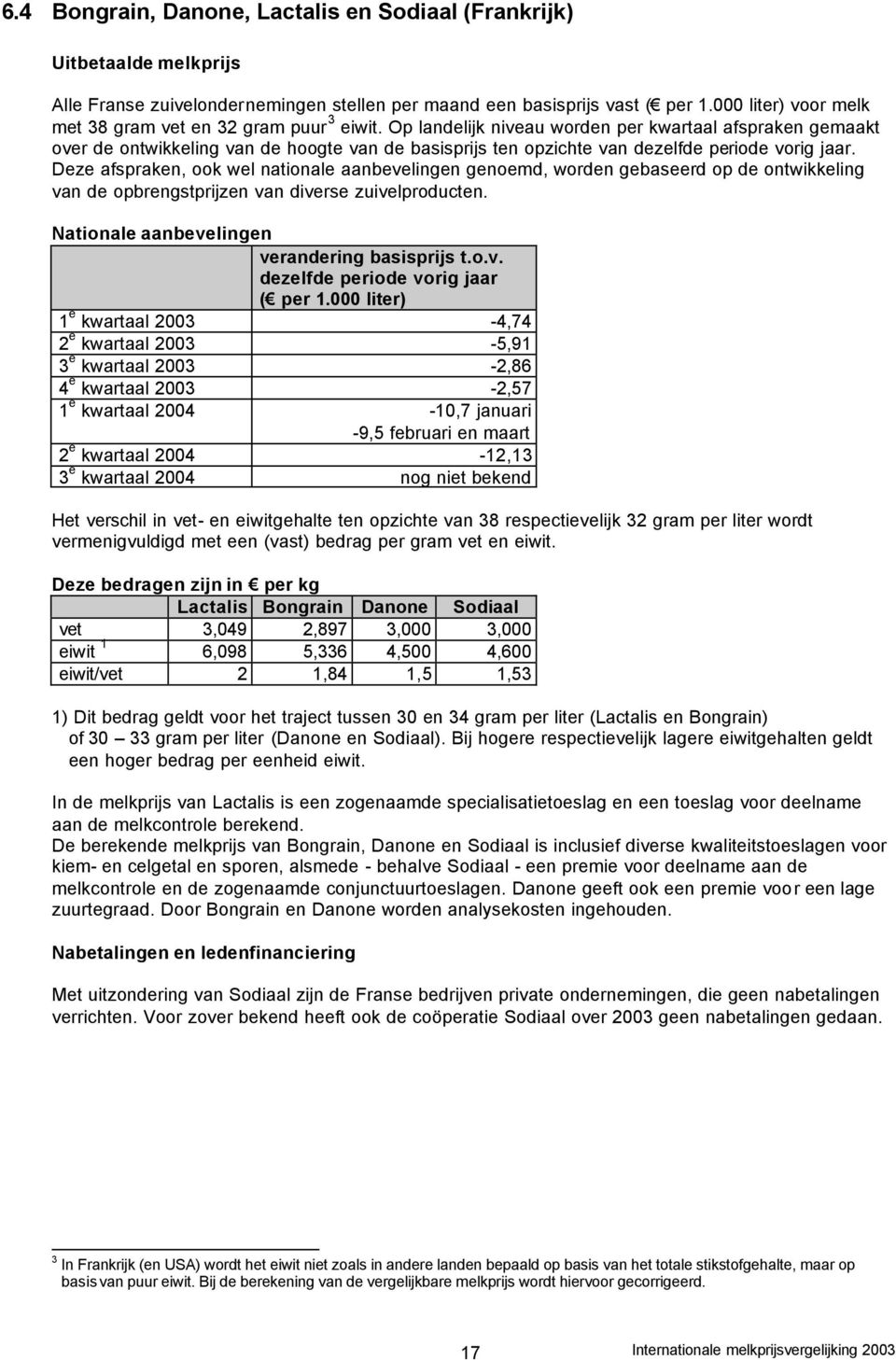 Op landelijk niveau worden per kwartaal afspraken gemaakt over de ontwikkeling van de hoogte van de basisprijs ten opzichte van dezelfde periode vorig jaar.