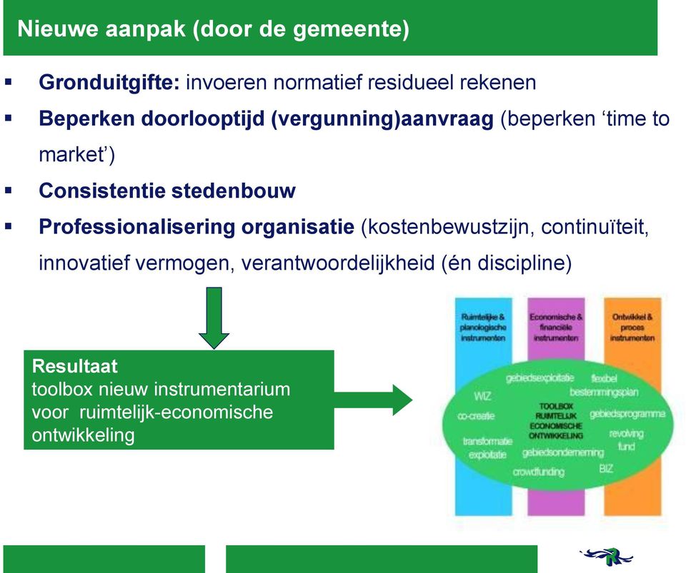 Professionalisering organisatie (kostenbewustzijn, continuïteit, innovatief vermogen,