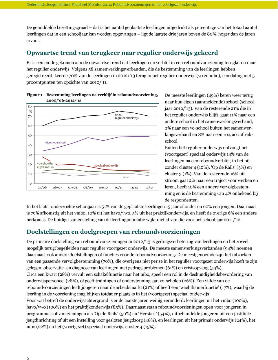 Opwaartse trend van terugkeer naar regulier onderwijs gekeerd Er is een einde gekomen aan de opwaartse trend dat leerlingen na verblijf in een reboundvoorziening terugkeren naar het regulier