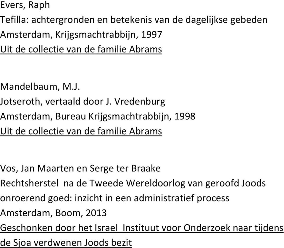 Vredenburg Amsterdam, Bureau Krijgsmachtrabbijn, 1998 Uit de collectie van de familie Abrams Vos, Jan Maarten en Serge ter Braake