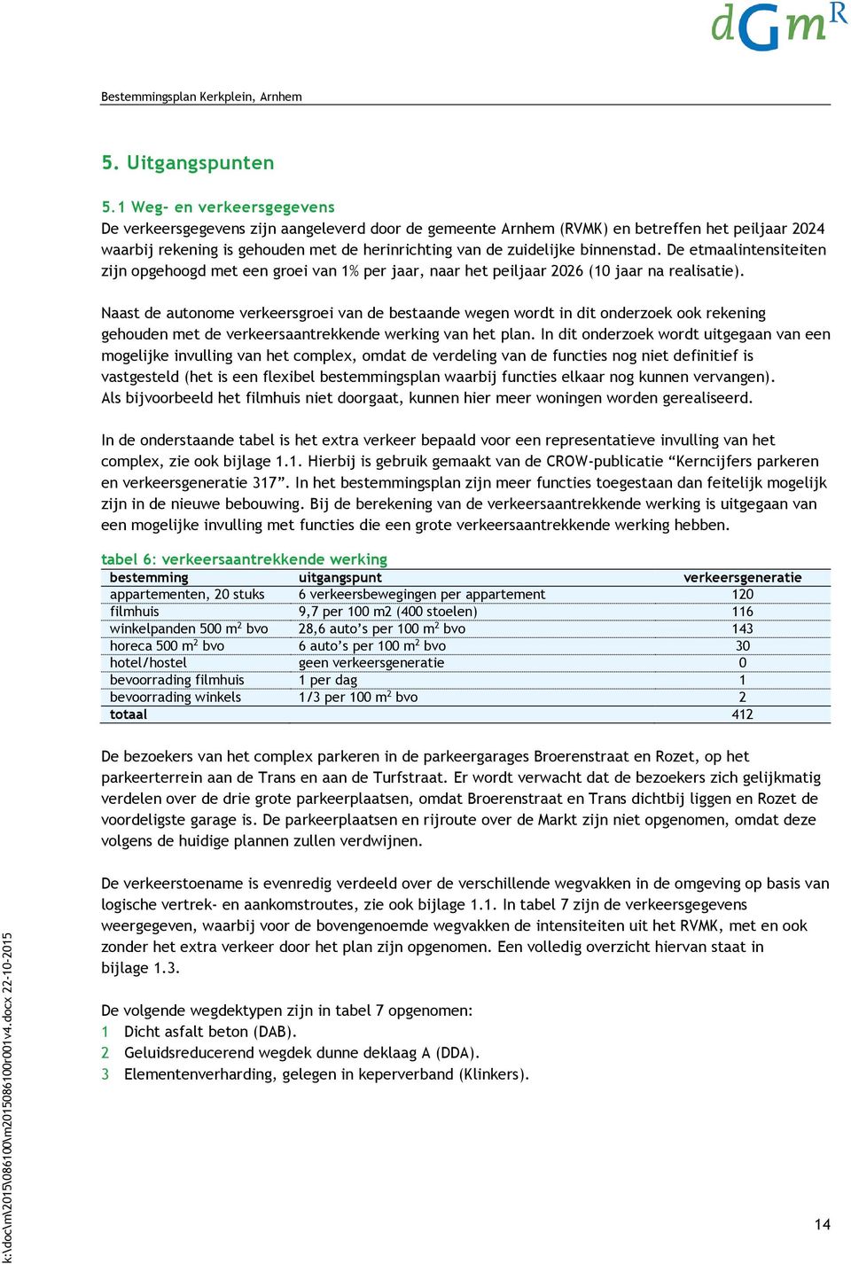 binnenstad. De etmaalintensiteiten zijn opgehoogd met een groei van 1% per jaar, naar het peiljaar 2026 (10 jaar na realisatie).