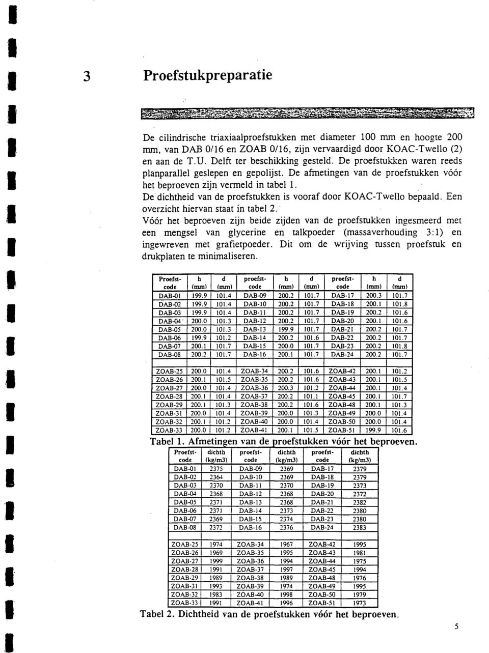 De dchthed van de proefstukken s vooraf door KOAC-Twello bepaald. Een overzcht hervan staat n tabel 2.
