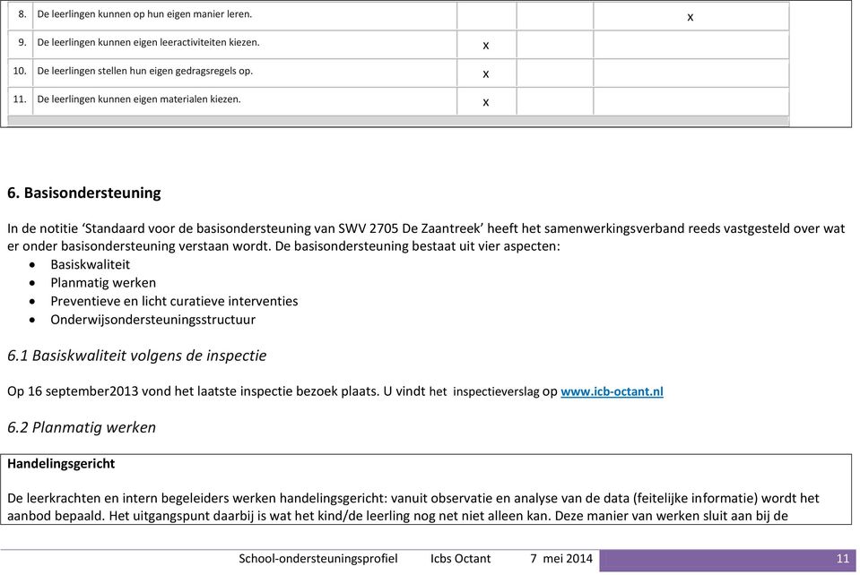 Basisondersteuning In de notitie Standaard voor de basisondersteuning van SWV 2705 De Zaantreek heeft het samenwerkingsverband reeds vastgesteld over wat er onder basisondersteuning verstaan wordt.