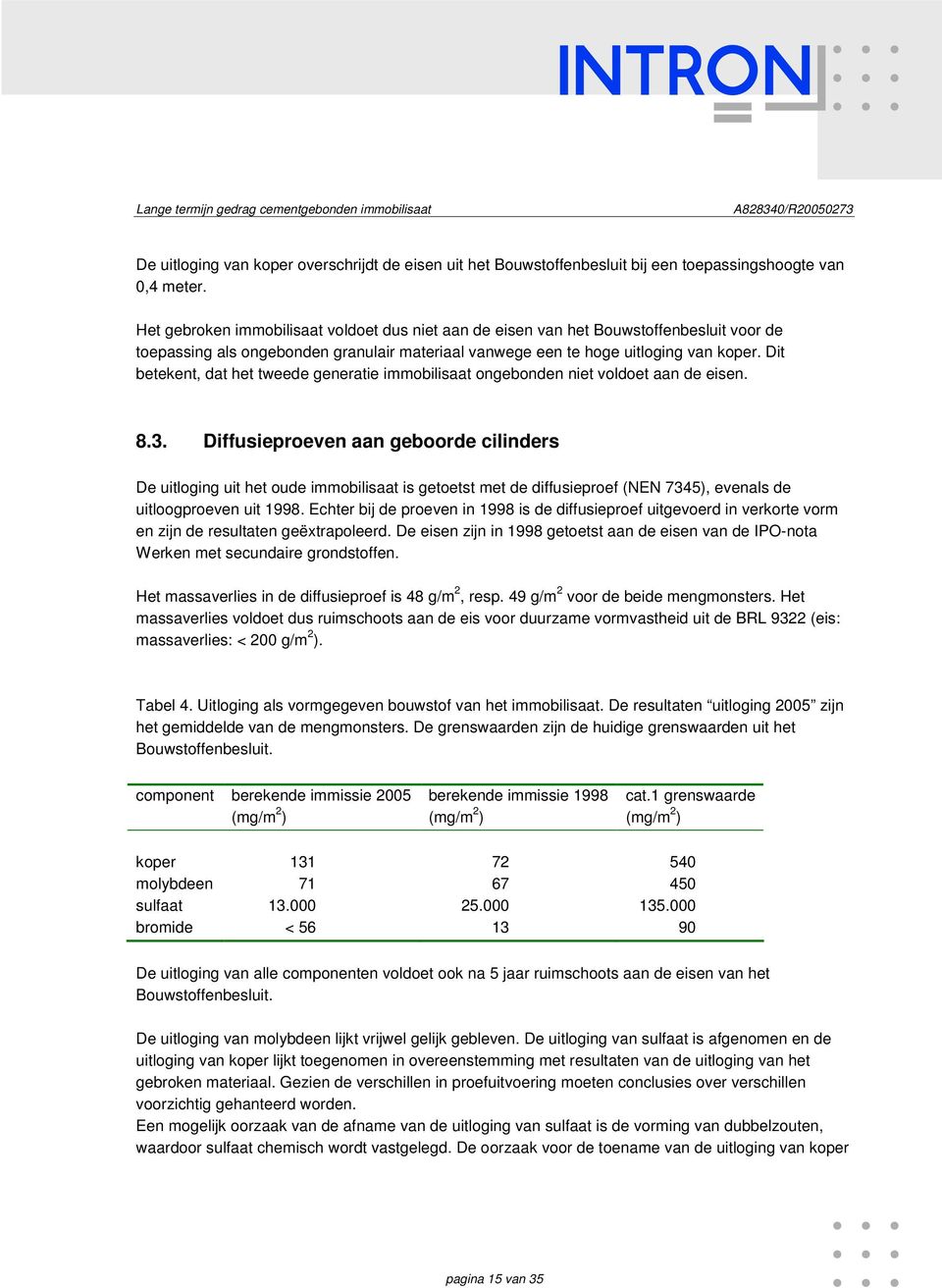 Dit betekent, dat het tweede generatie immobilisaat ongebonden niet voldoet aan de eisen. 8.3.